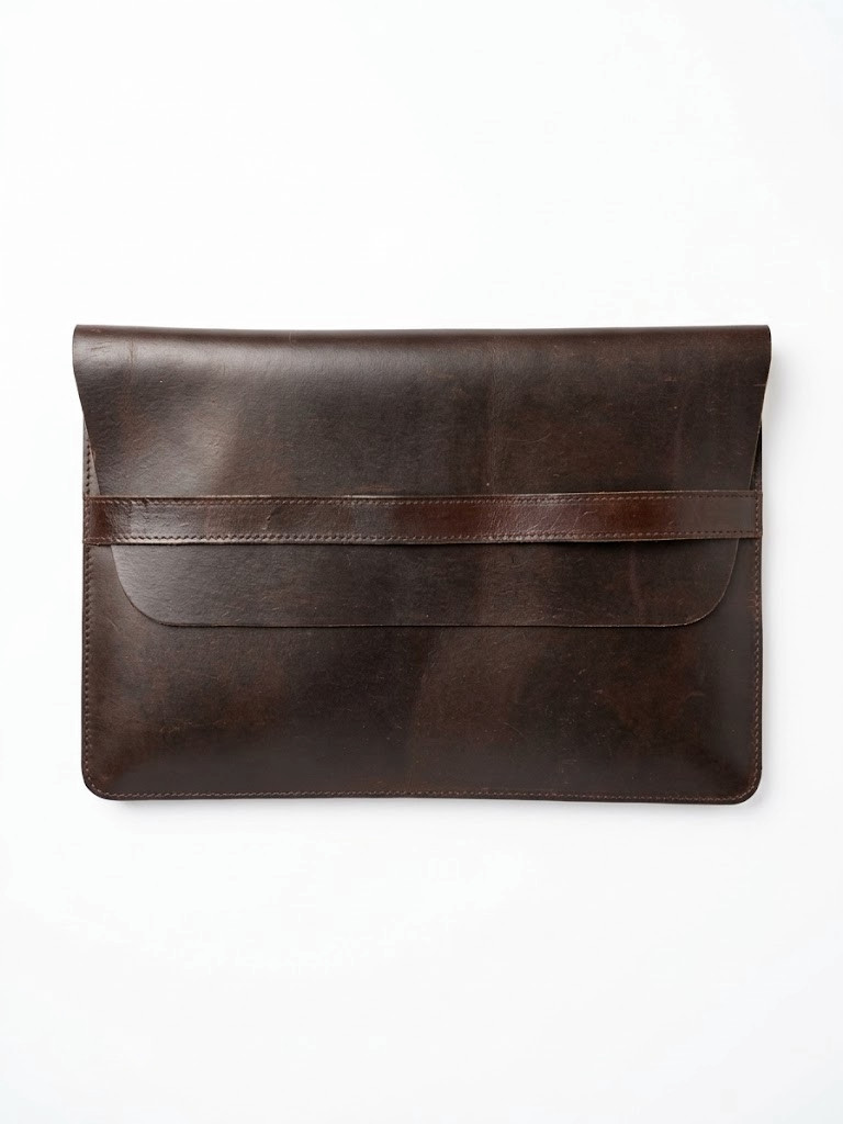 Genuine Full Grain Leather Laptop Sleeve MacBook Air Pro 13 14 Brown Case Pullup