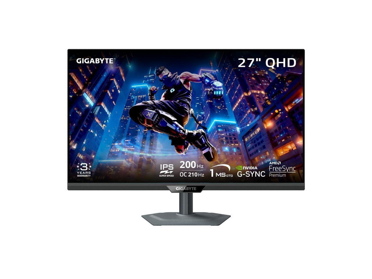 GIGABYTE 27 inch QHD 2K 1440P 200Hz AMD FreeSync Premium & G-SYNC Compatible 1ms