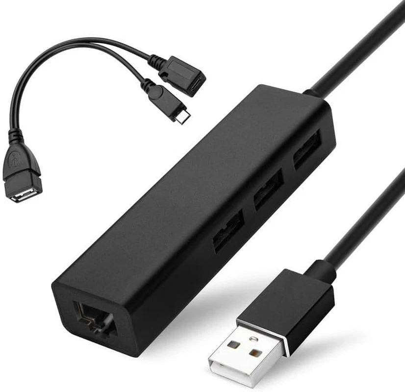 OTG Cable for Fire TV Stick 4K Lite Max Cube - USB Ethernet Adapter with Hub ...