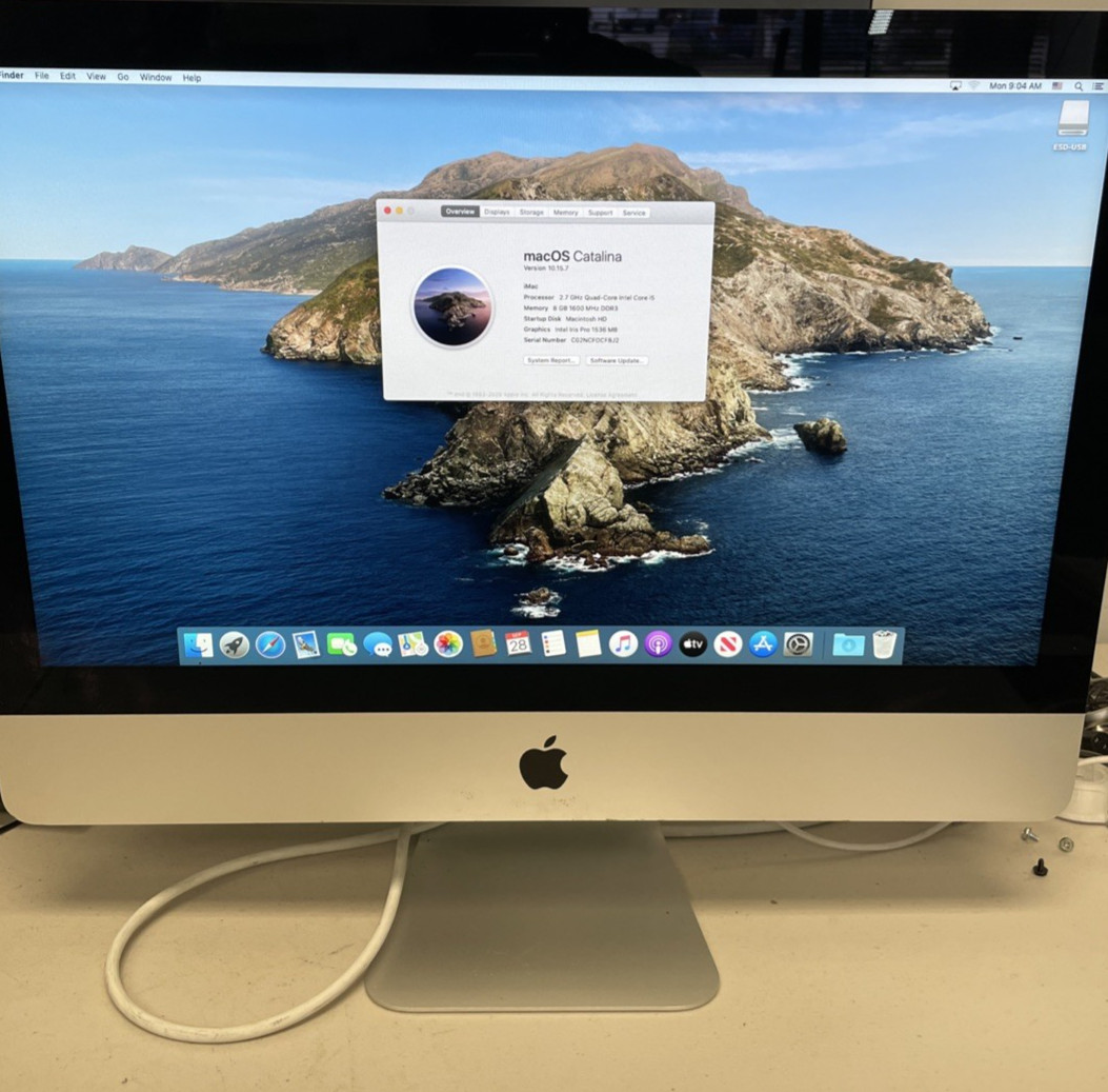 Apple Imac 21.5" A1418 i5-4570R 2.7 Ghz 8 GB Ram 1 TB Hard drive Catalina