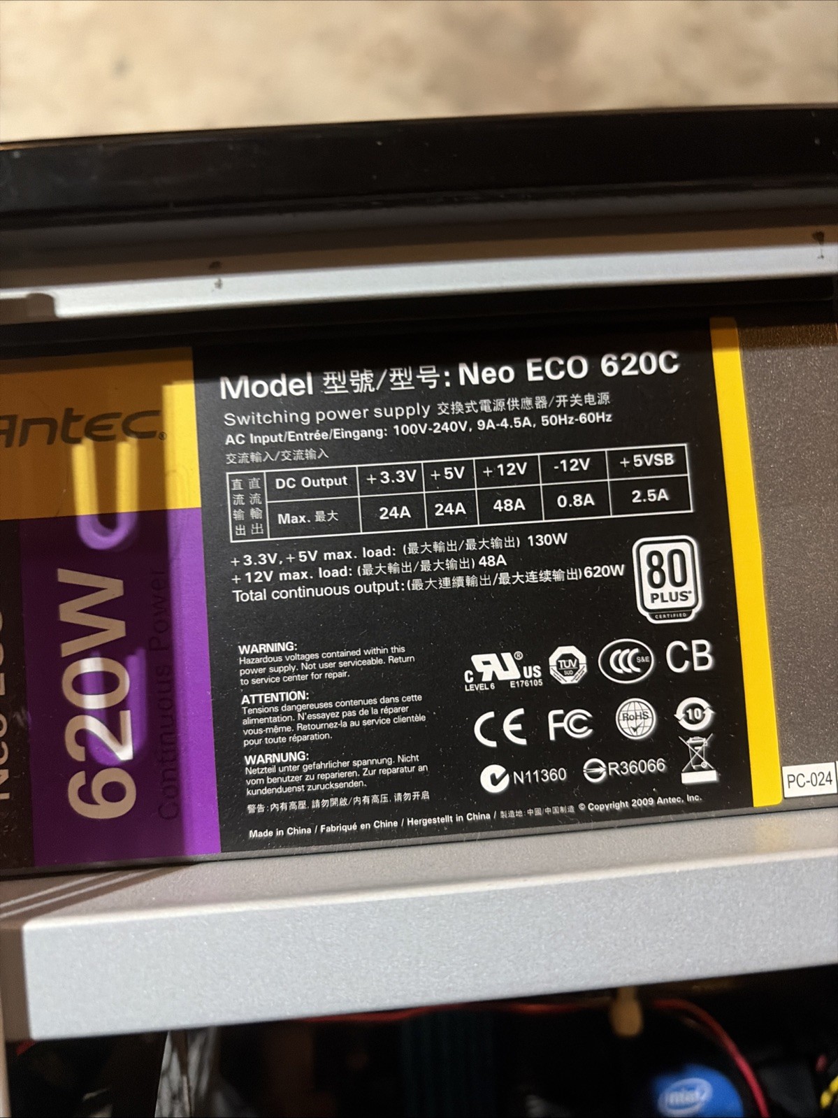 Antec Neo ECO 620C 620W ATX Switching Desktop Power Supply 80 Plus