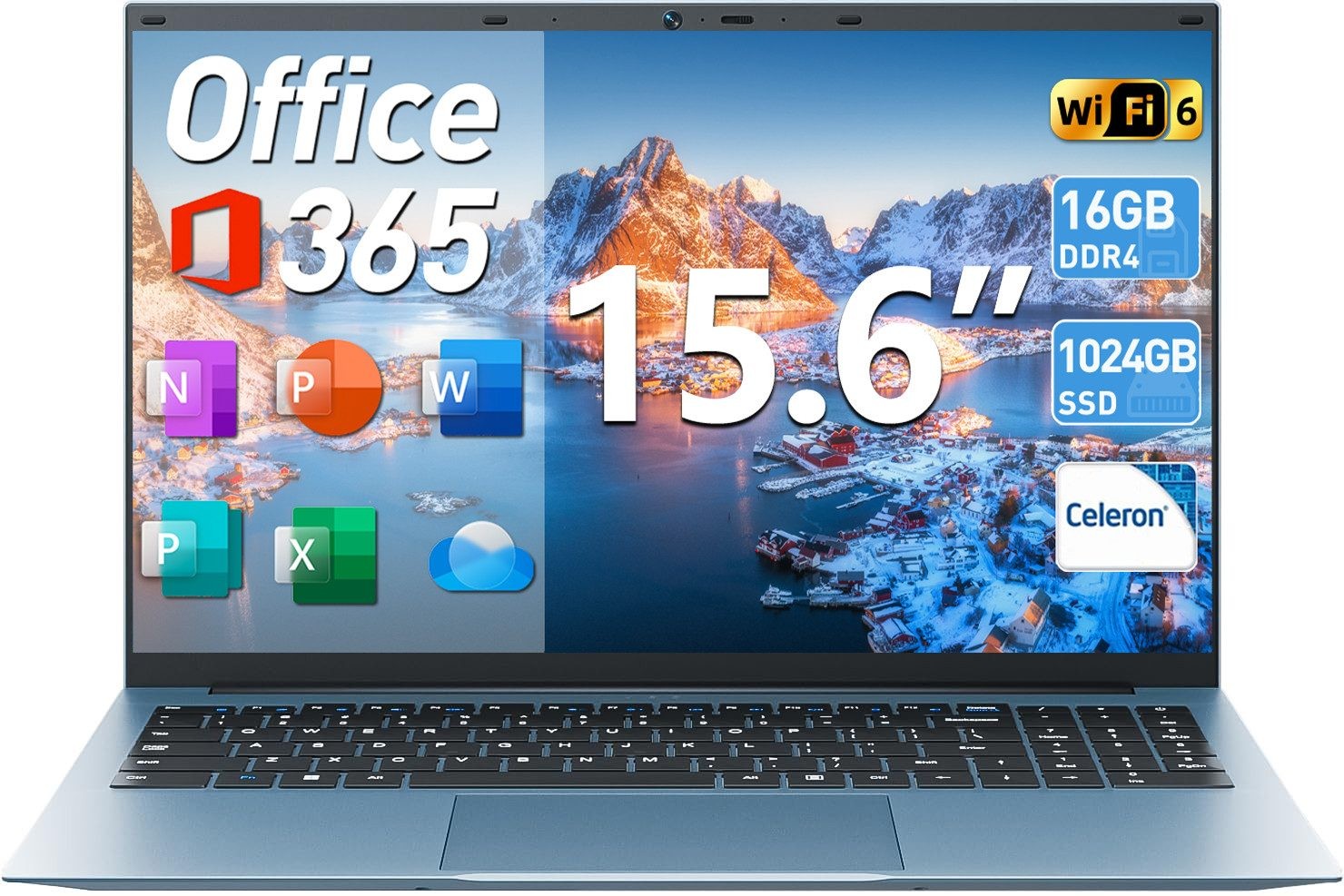 New 15.6" IPS Laptop Win11 Pro Intel N5100 16GB RAM 1TB SSD Wi-Fi 6 Office 365