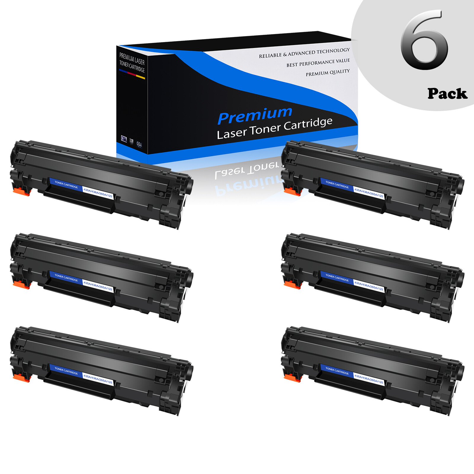 6PK High Yield CB436A 36A Toner for HP LaserJet M1522nf M1522nf MFP Printer