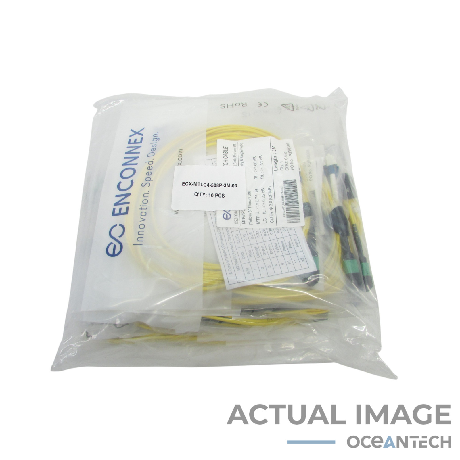 10x New Enconnex ECX-MTLC4-508P-3M-03 Singlemode Fiber Optic Cables Lot of 10