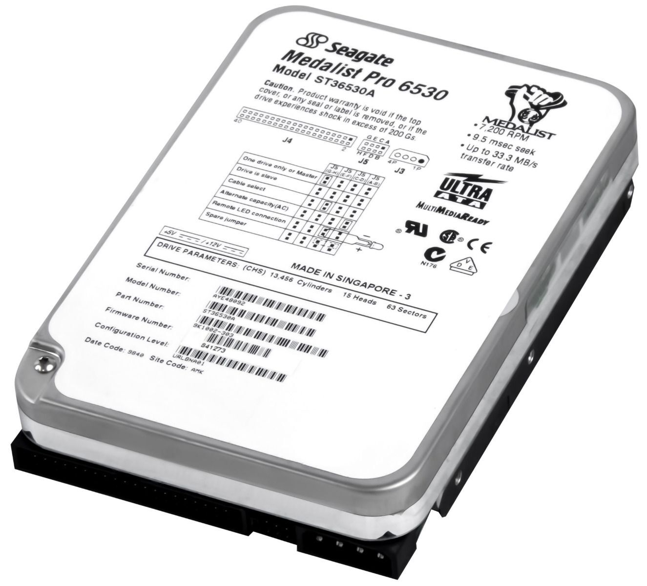 HARD DRIVE SEAGATE MEDALIST PRO 6530 ST36530A 6.5GB 7200RPM ATA IDE 3.5" inch