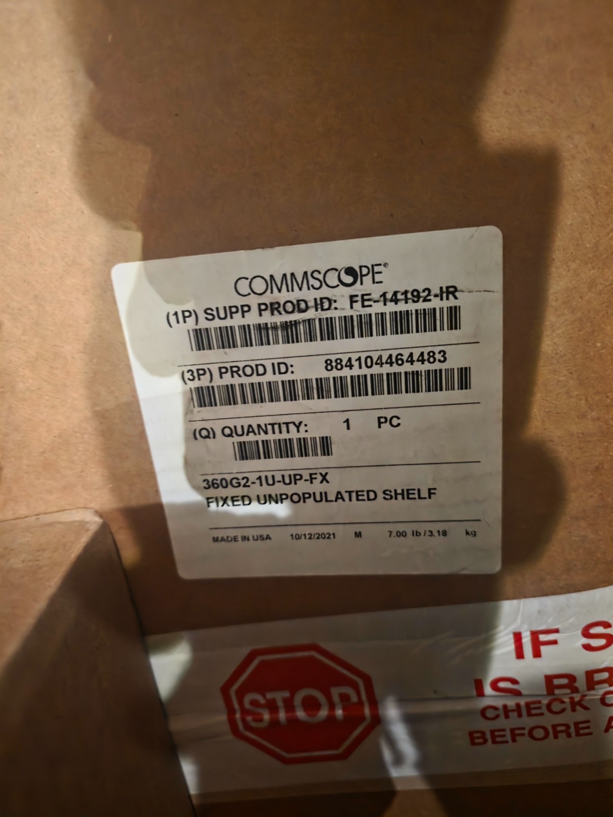 CommScope 360G2-1U-FX Fixed Unpopulated Shelf / SUPP PROD ID: FE-14192-IR (RARE)