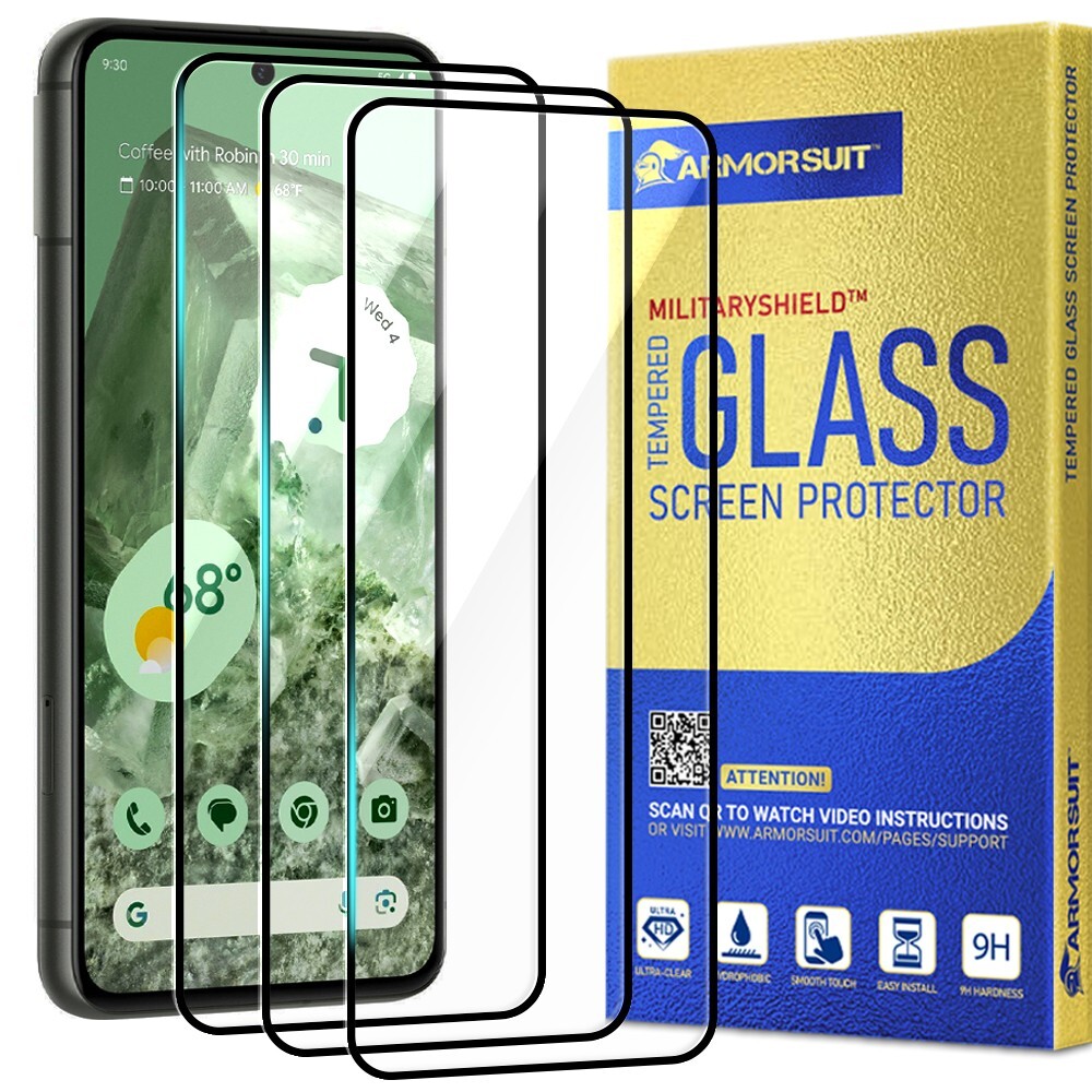 ArmorSuit 3 Pack for Google Pixel 8 Tempered Glass Screen Protector w Black Edge