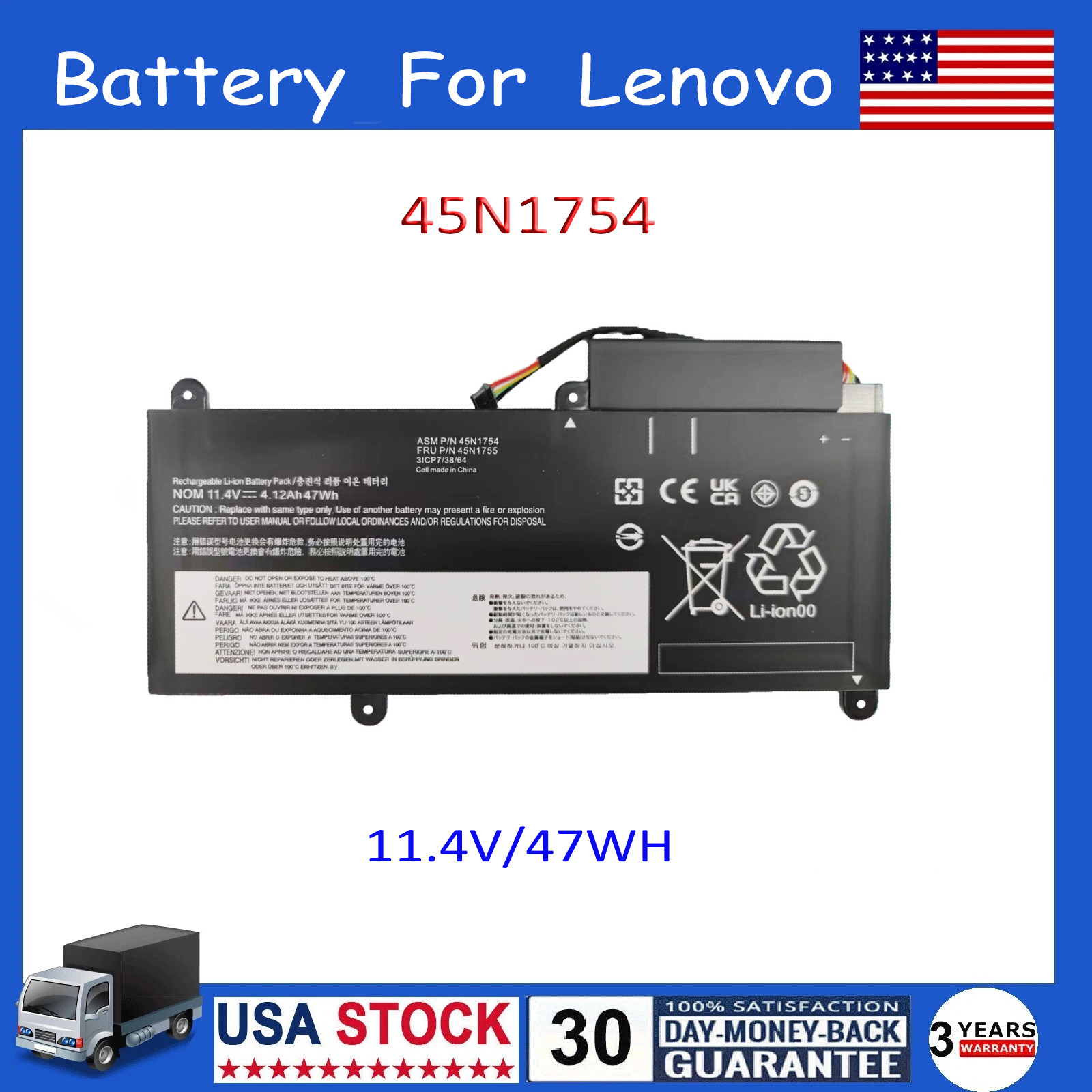 47WH 45N1754 Battery For Lenovo Thinkpad E455 E465 E460C E450C Series 45N1752 US