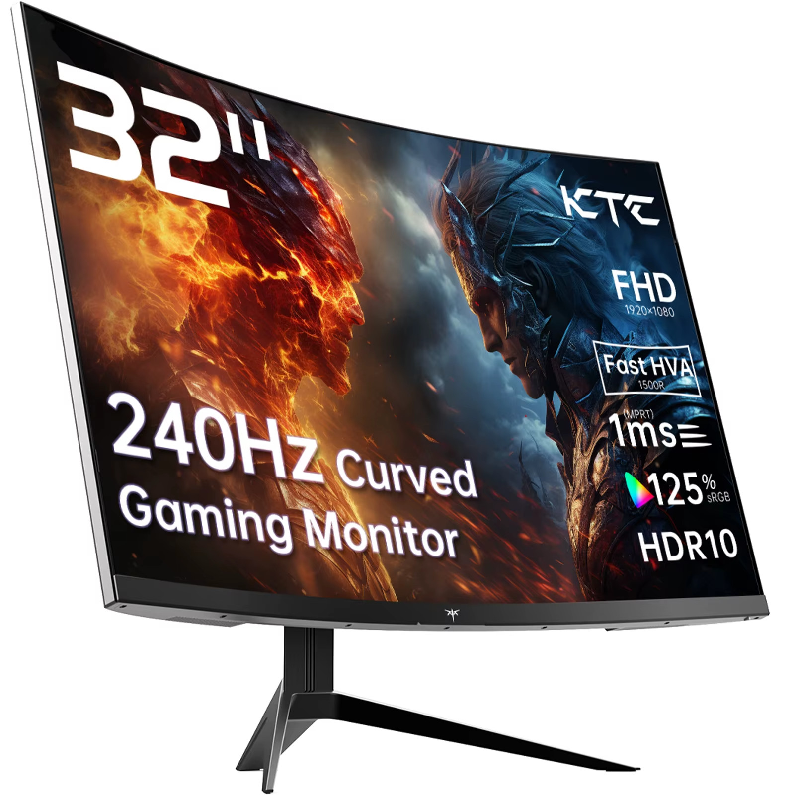 KTC 32" Curved Gaming Monitor 240Hz 1ms 1080P FHD 1500R 125% sRGB HDR10