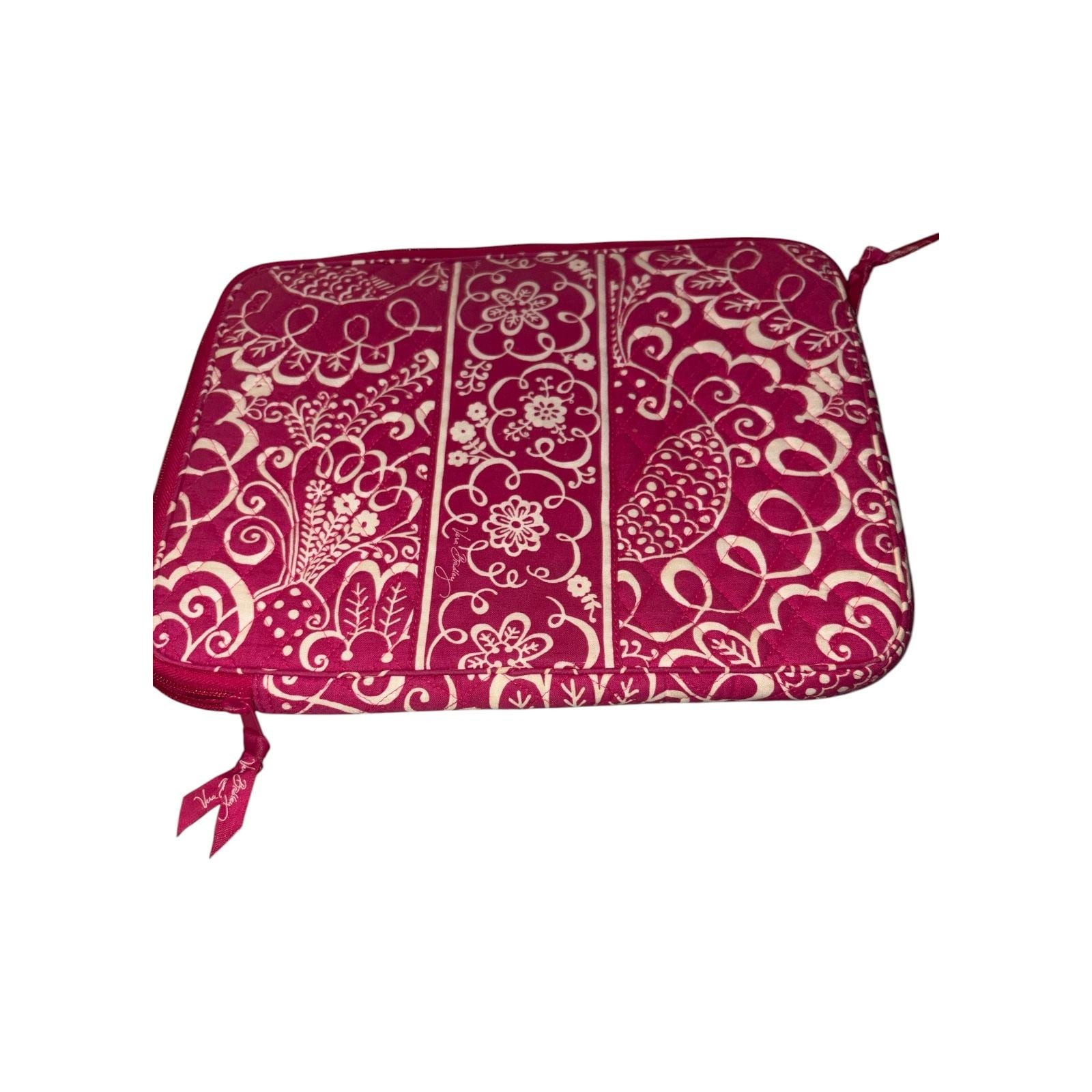 Vera Bradley Quilted Tablet Laptop Sleeve Retired Twirly Bird Pink Pattern 11x14