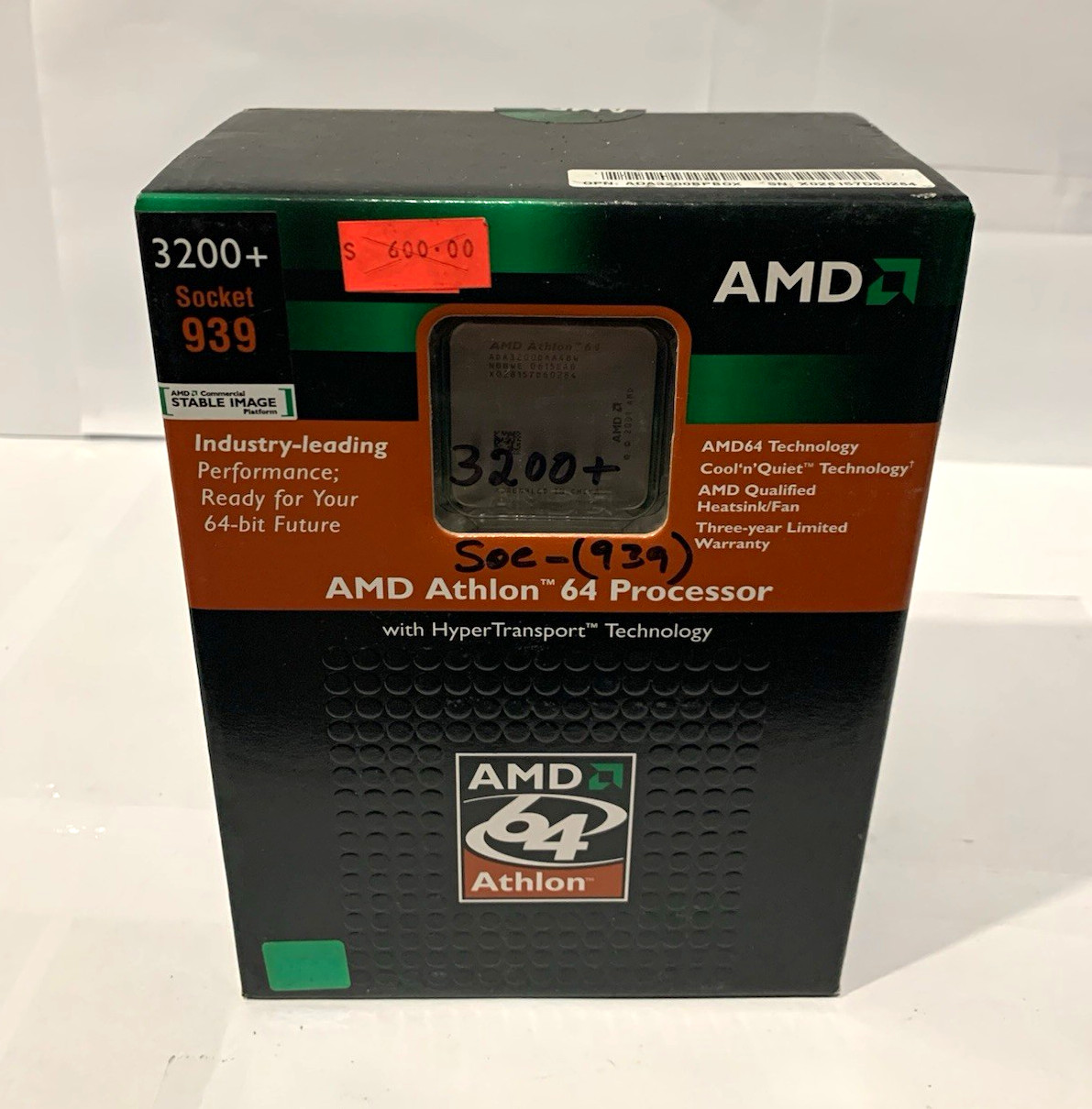 AMD Athlon 64 3200+ 2.0GHz CPU Socket 939 640KB Cache 2000MHz Bus
