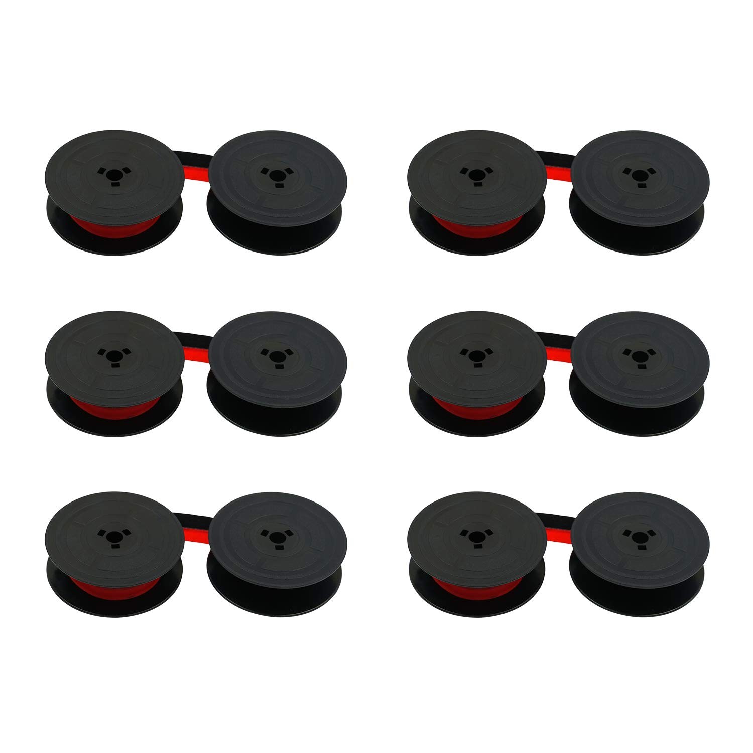 6 Pack Typewriter Ink Ribbon for Olivetti GR.4 GR.8 Black & Red Nylon Spool
