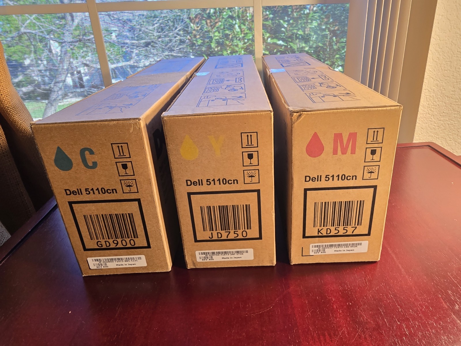 Lot of 3 Genuine Dell 5110cn Printer Toner Cartridges, C/M/Y GD900/JD750/KD557