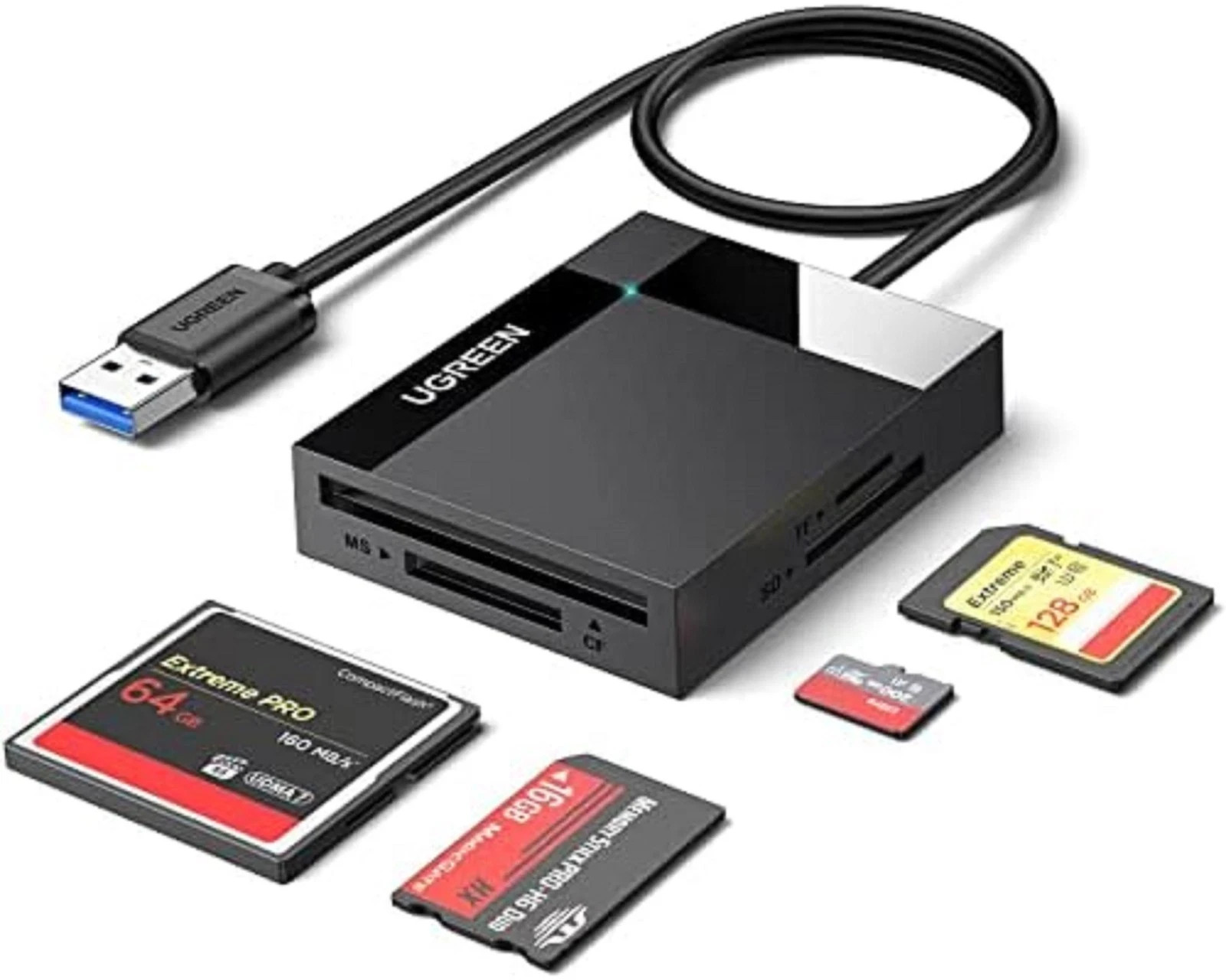 Ugreen 4-in-1 SD Card Reader – USB 3.0 Micro SD & Memory Card Adapter for Extern