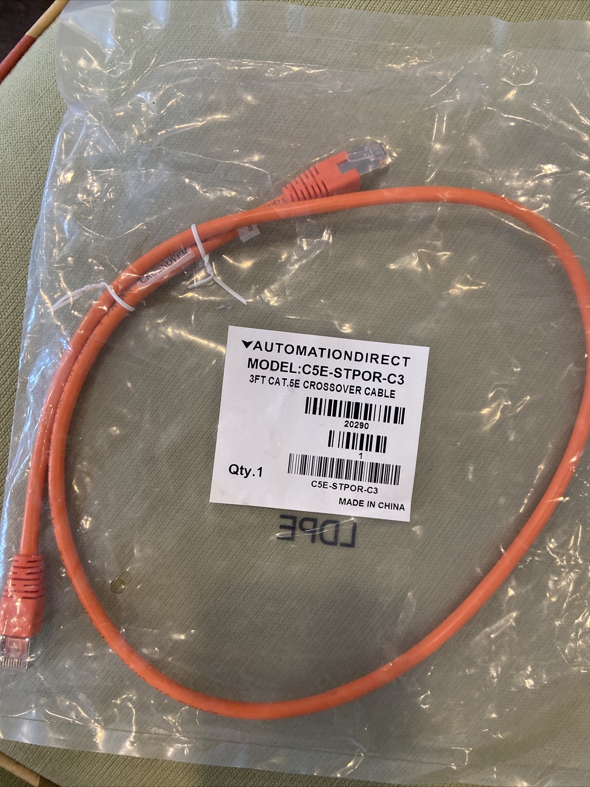 NEW AUTOMATION DIRECT C5E-STPOR-C3 CROSSOVER CAT-5E CABLE 3-FT