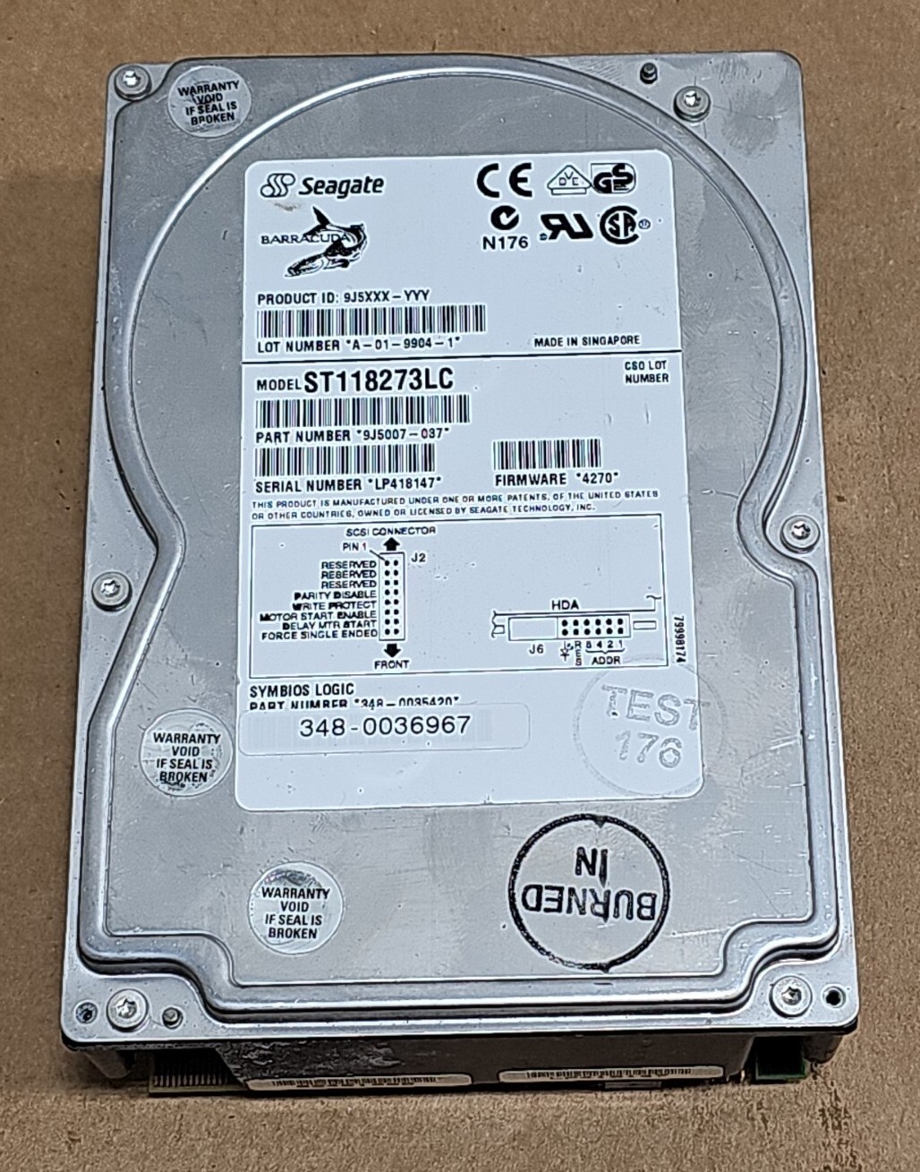 SEAGATE ST118273LC 18GB ULTRA 2 WIDE SCSI HARD DRIVE - 7,200 RPM