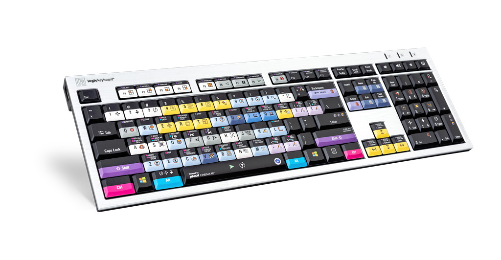 Logickeyboard Cinema 4D Silver Slimline Keyboard – Windows US English