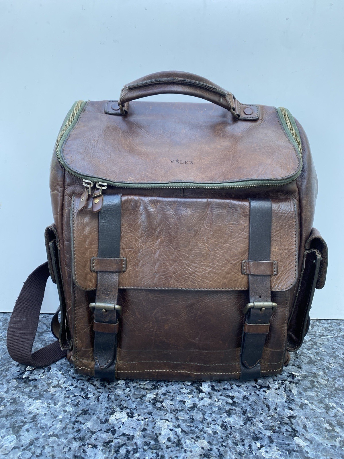 Velez Top Grain Leather Backpack - 15.5 Inch Laptop Bag - READ Some Damage