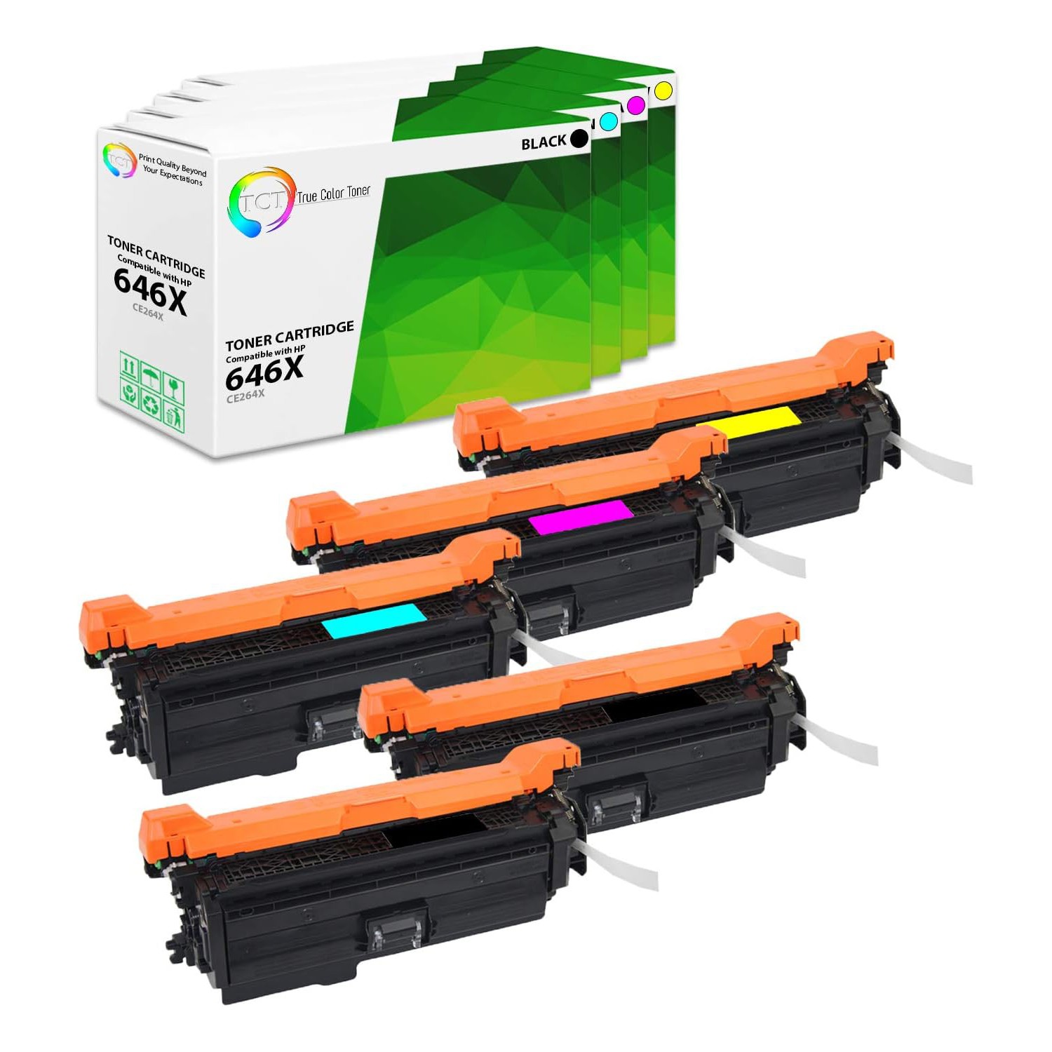 TCT 5PK 646X 646A Toner Set CE264X CF031A CF032A CF033A For HP LaserJet CM4540