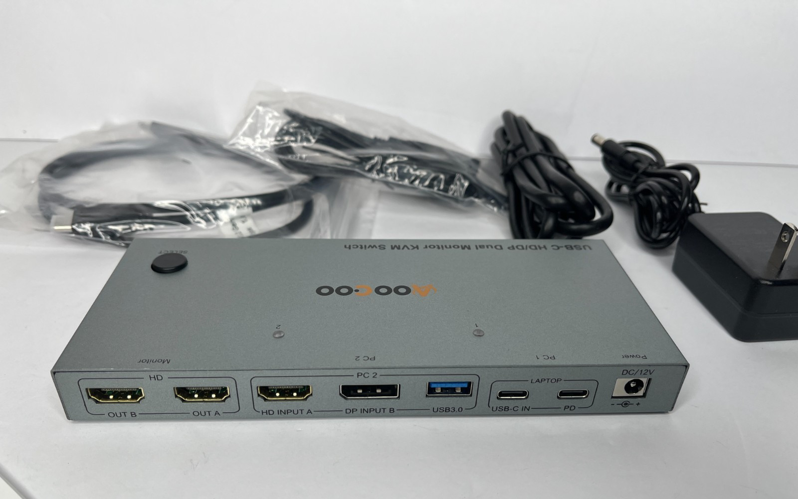 USB C KVM Switch 4K@60Hz,Dual Monitor USB C HDMI DP KVM Switch