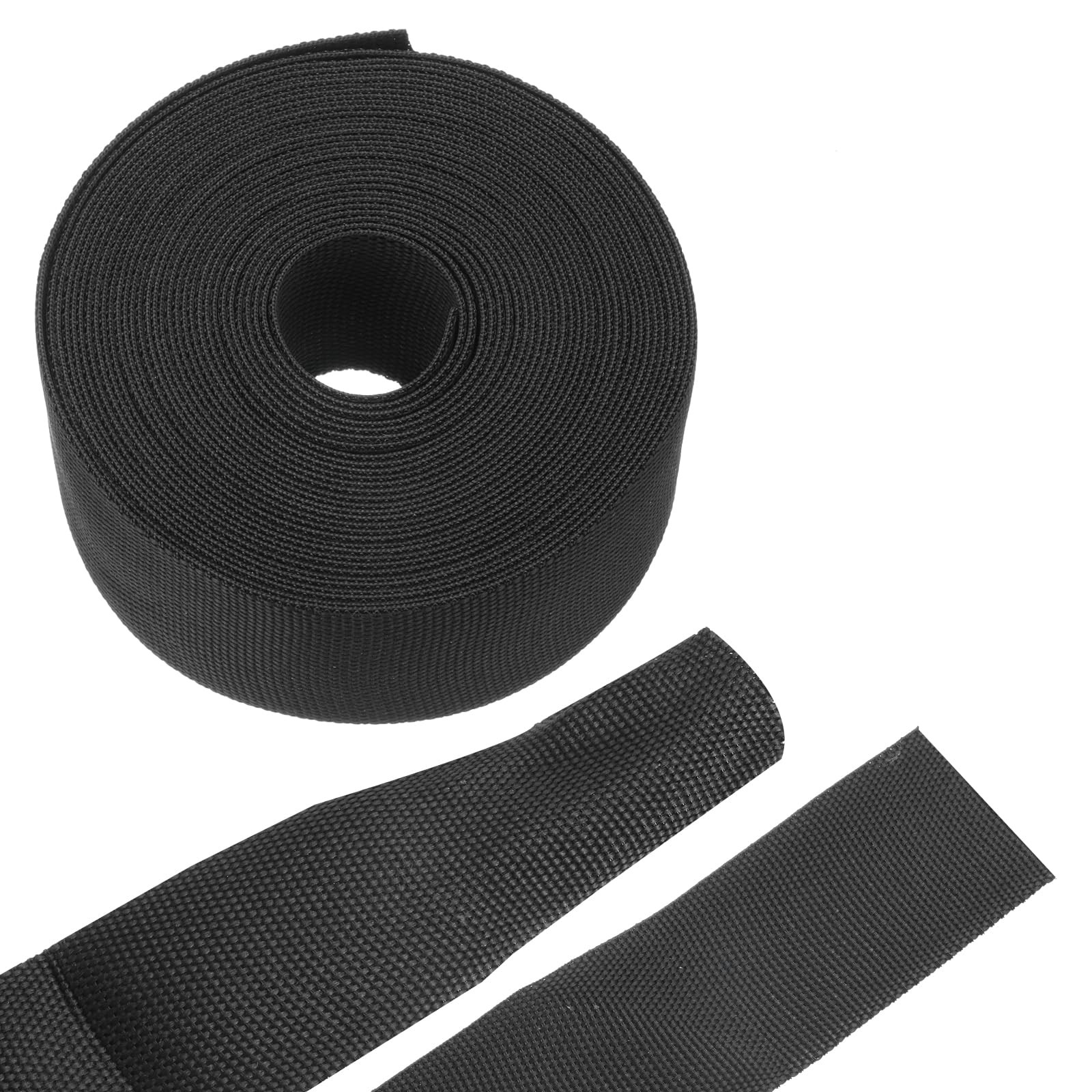 MECCANIXITY Heat Shrinkable Fabric Sleeving 1-1/4" 26ft Black 2:1 Ratio