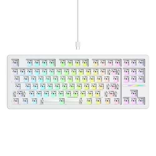 75% Custom Barebones Keyboard kit Gasket Mouted，Blank DIY Silent M87 Pro White