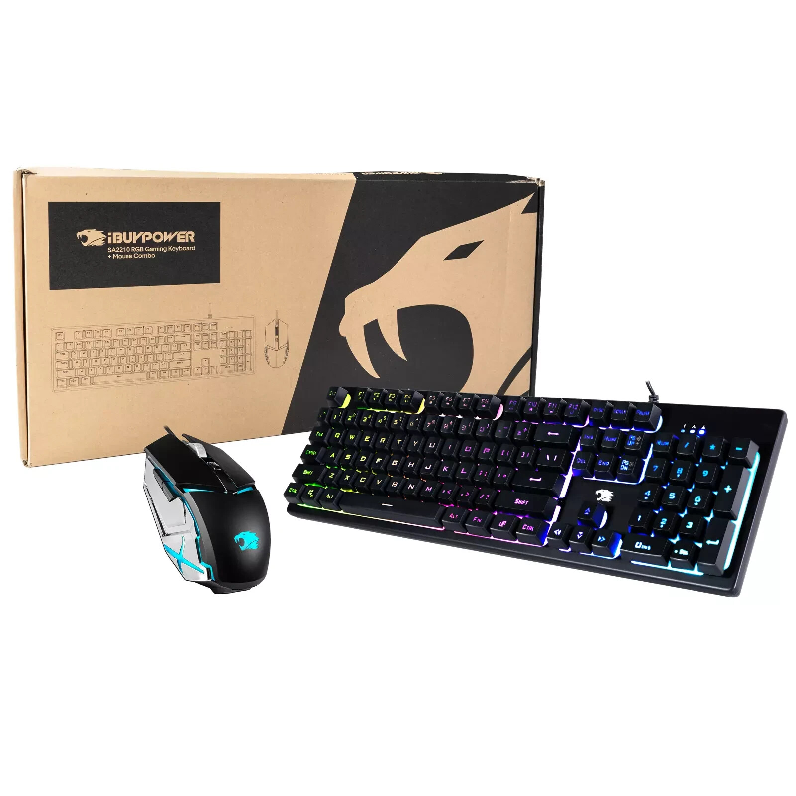 LOT OF 5 Genuine IBUYPOWER SA2210 RGB Gaming Keyboard and Mouse Combo OPEN BOX