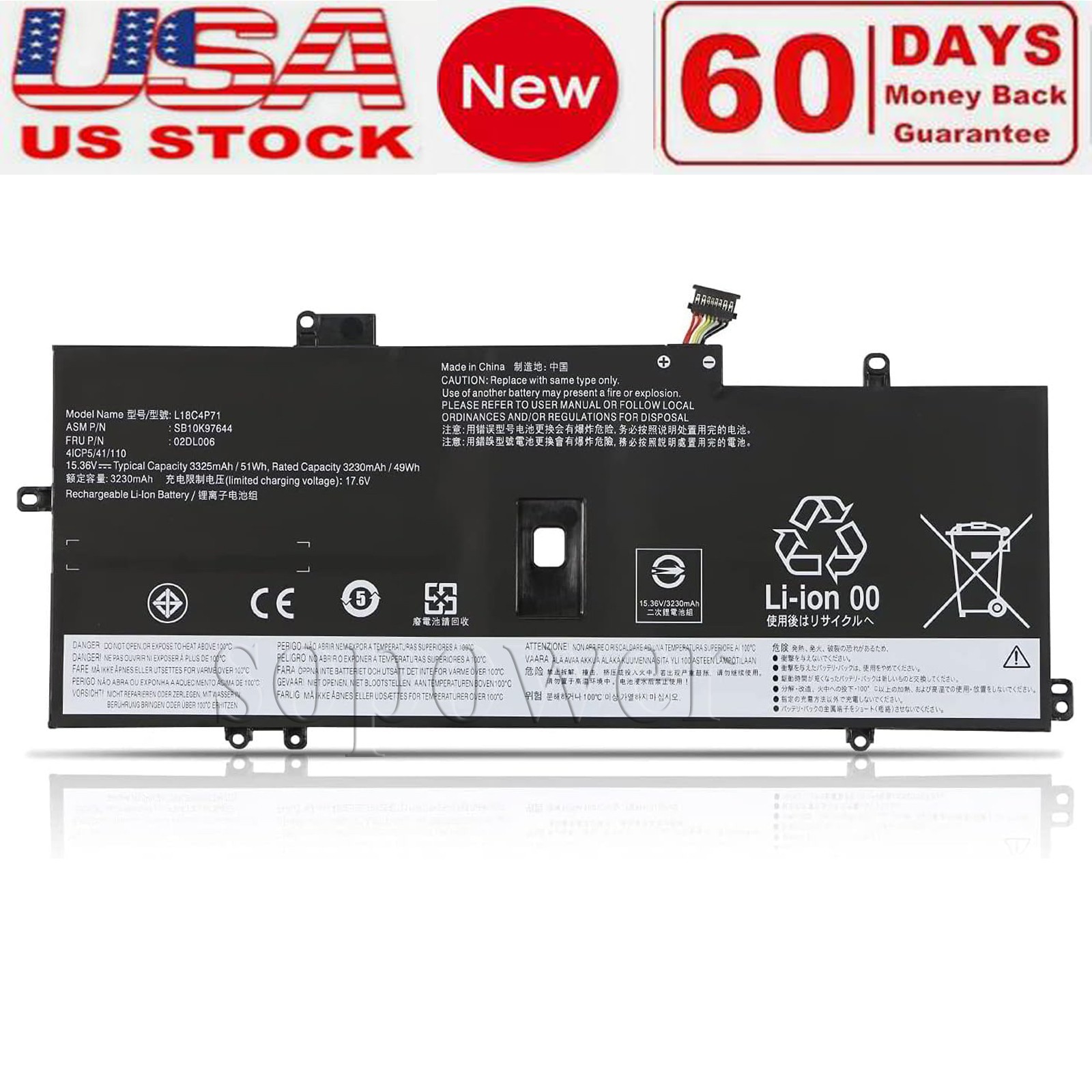 Battery For Lenovo SB10K97643 5B10W13930 5B10W13931 5B10W13932 SB10T83173