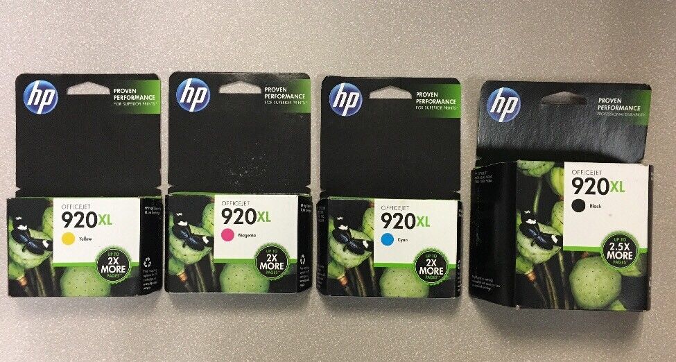 Genunine New Set of HP 920XL High Yield BLACK & COLOR Ink Sealed Cratridges OEM