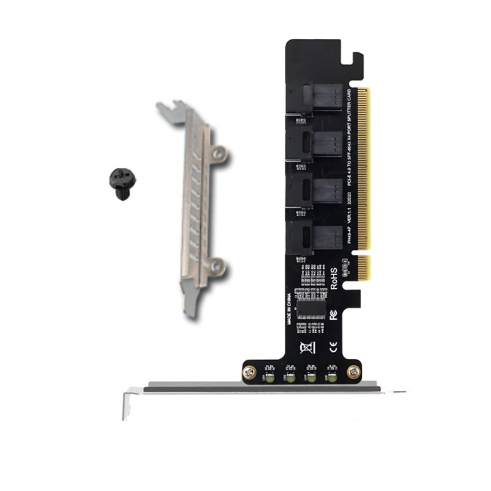 1PC Multi-Port PCIe 4.0 Expansion Card 4*U.2 NVMe PCI-E X4/8/16 to SFF-8643
