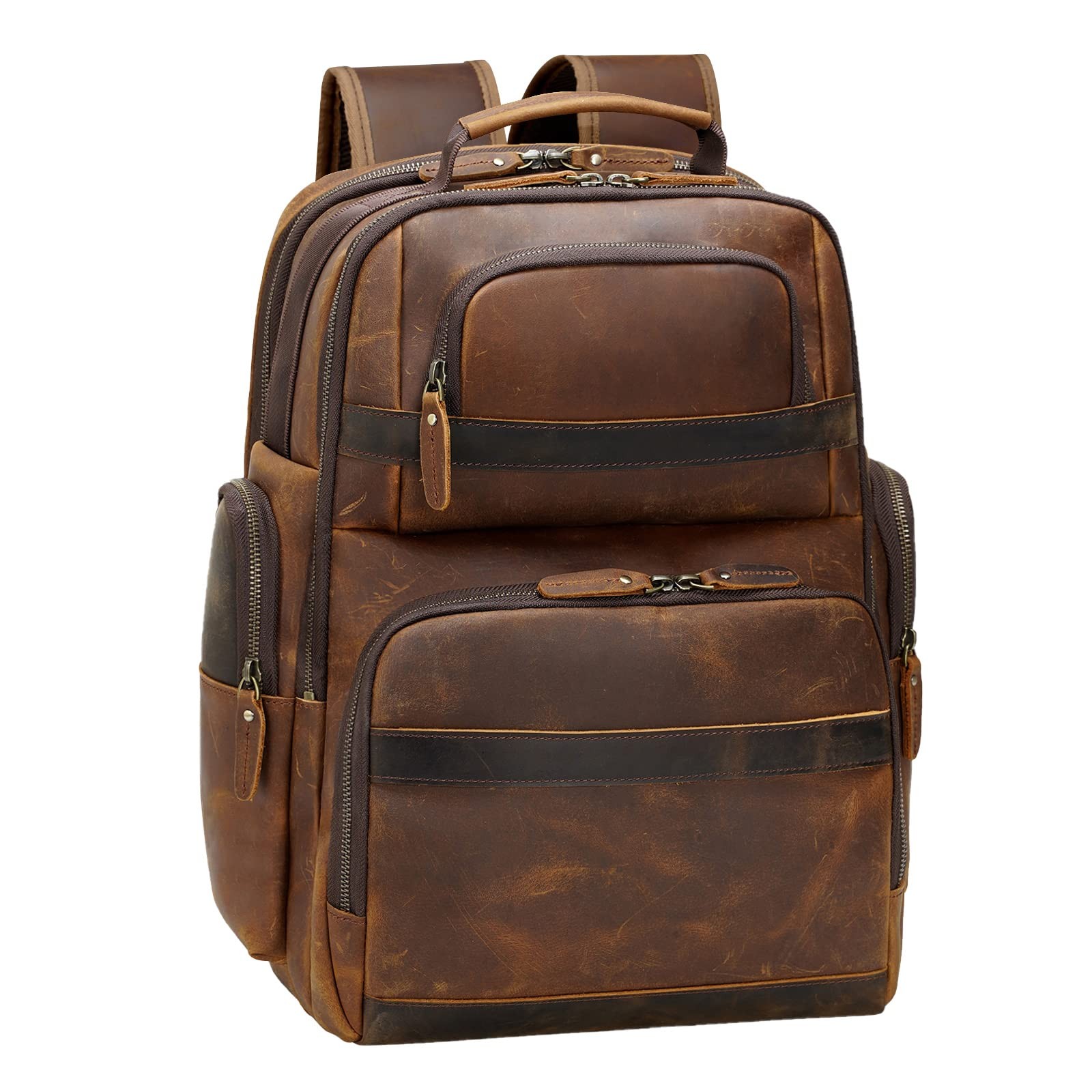 TIDING Leather Backpack for Men 15.6 Inch Laptop Business Travel Daypack