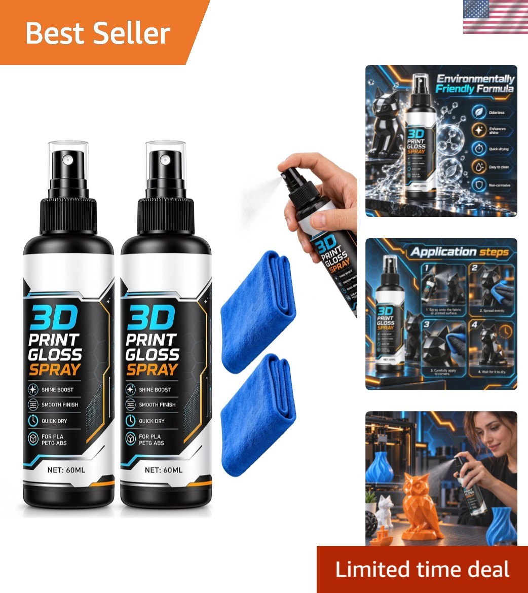3D Printer Model Gloss Spray 60ml High Gloss Finish Layer Line Reducer 2 Pack