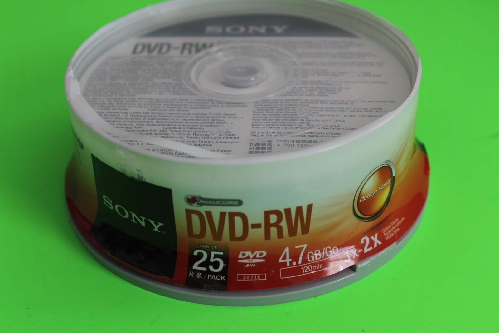 Sony 25DMW47SP DVD-RW 2X 4.7GB Spindle Rewritable DVD discs, 25-Pack - NEW