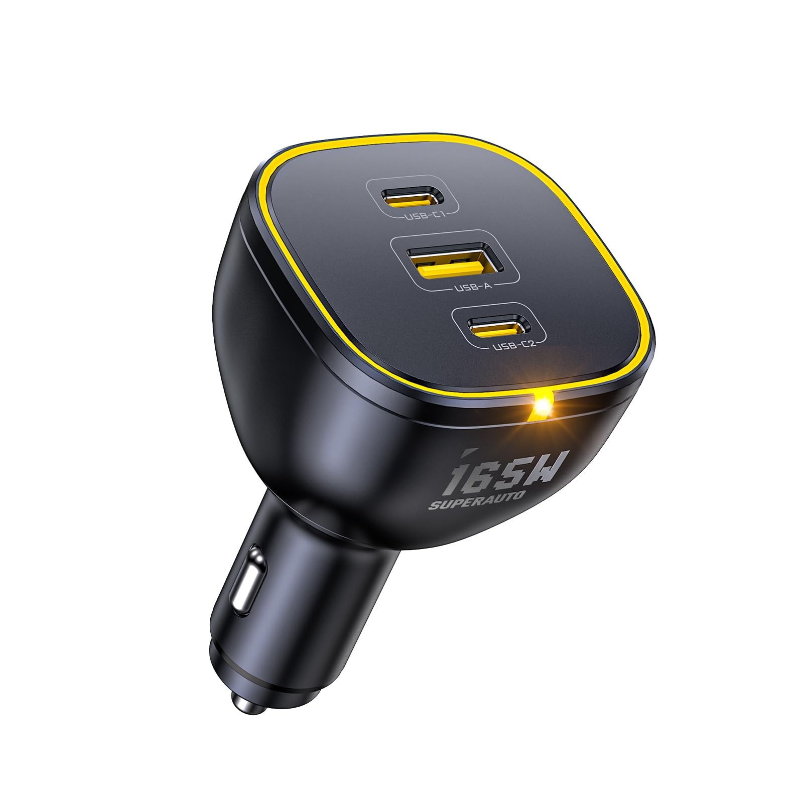 AOHI 165W Laptop Car Charger Adapter 140W PD 3.1/ 100W 3.0 USB C Black