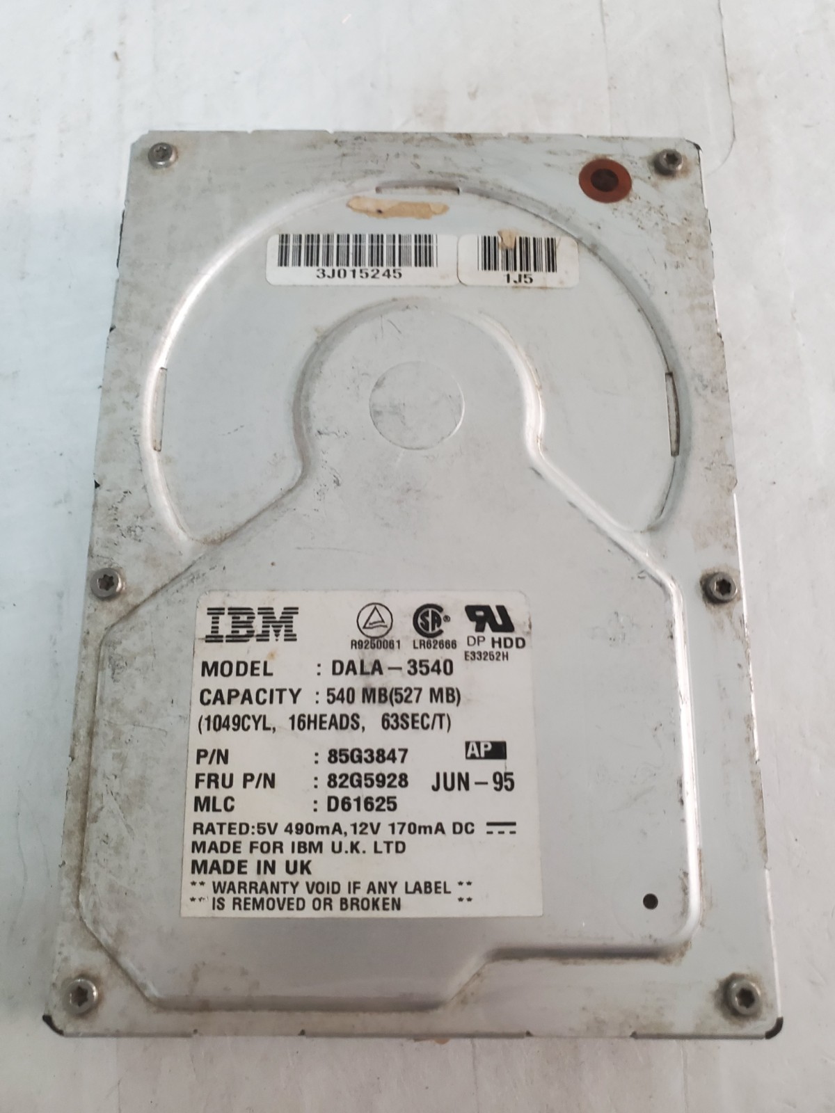 IBM DALA-3540 541MB IDE 3.5INCH 85G3847 82G5928 TESTED GOOD