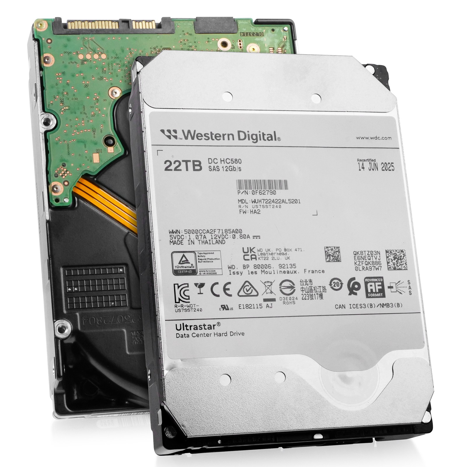 WD DC HC580 22TB WUH722422AL5201 0F62790 7.2K RPM SAS 12Gb/s 512e 3.5" HDD