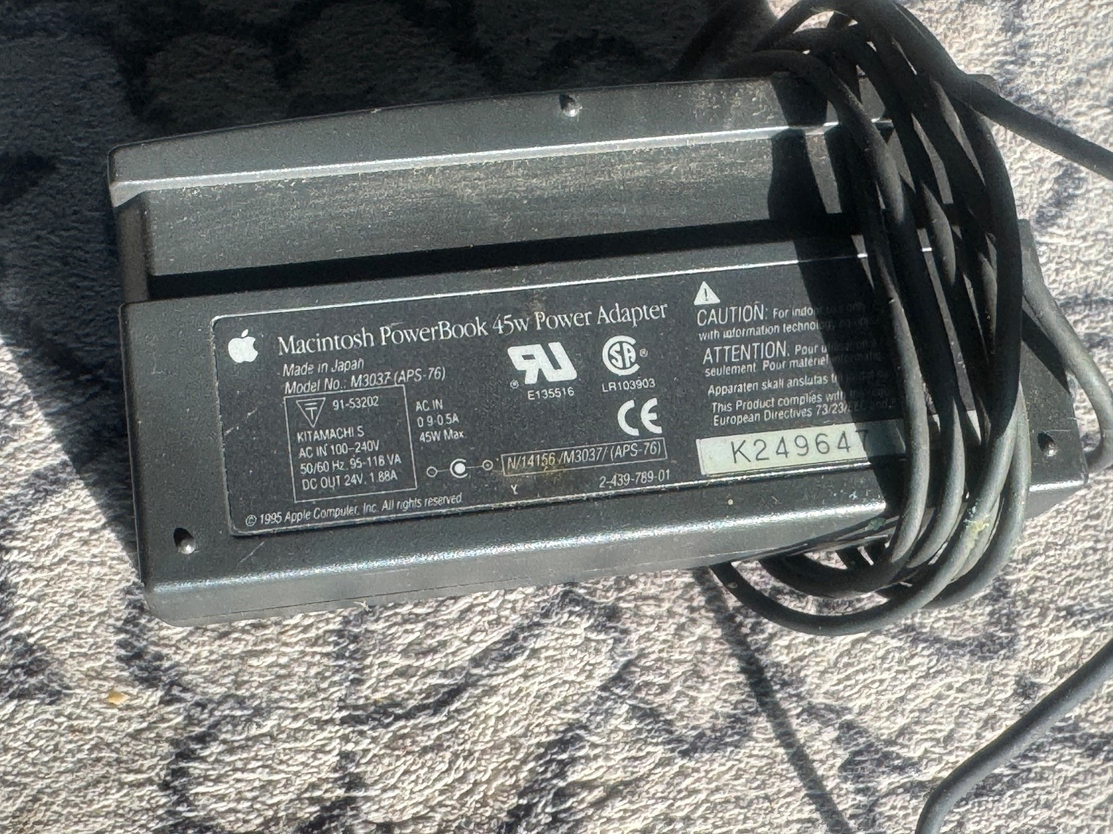 Genuine Apple Macintosh PowerBook 5300 ~ M3037 Working 45W AC Power Adapter