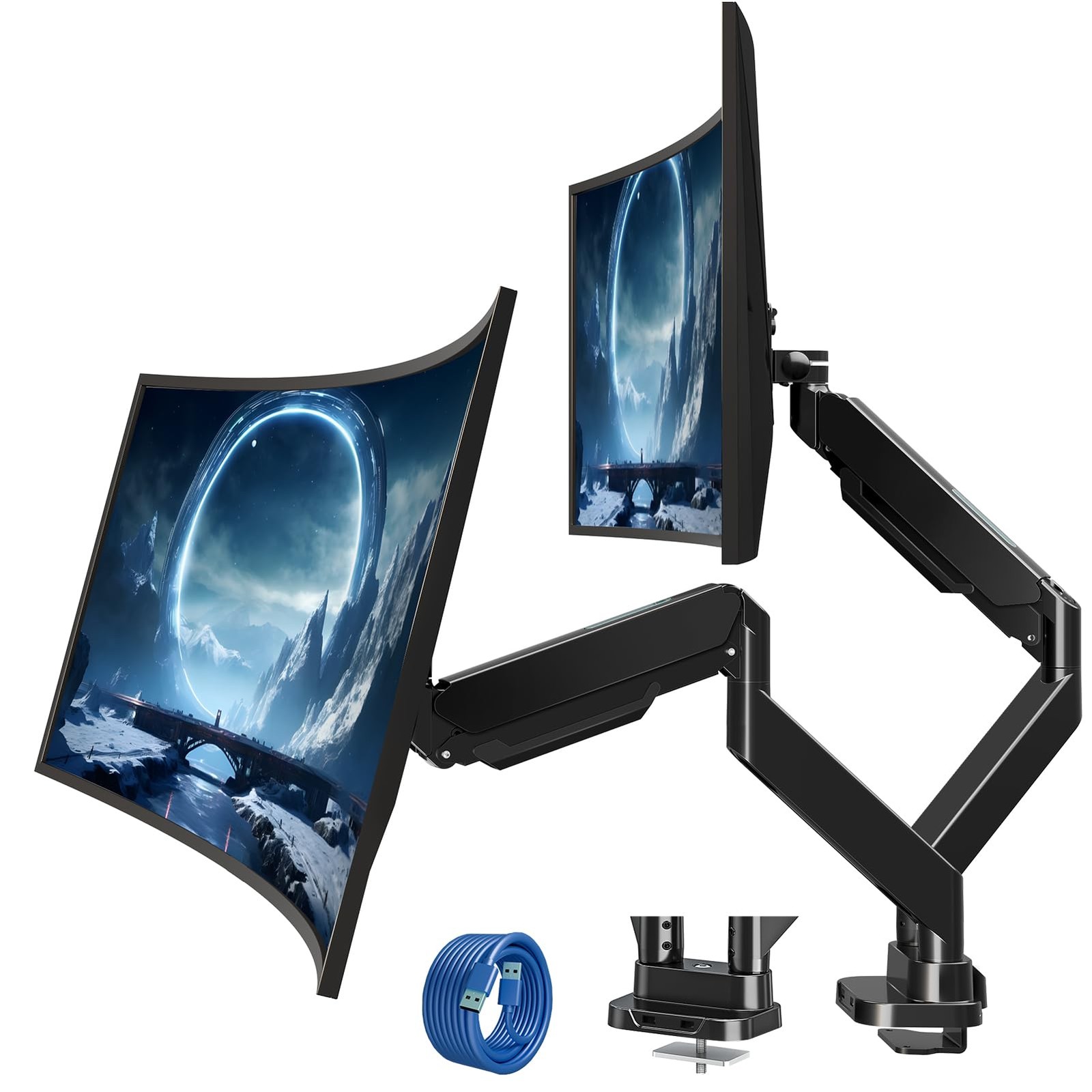 Dual Monitor Desk Mount for 39" Ultrawide Screen up to 33lbs, Heavy Duty Moni...