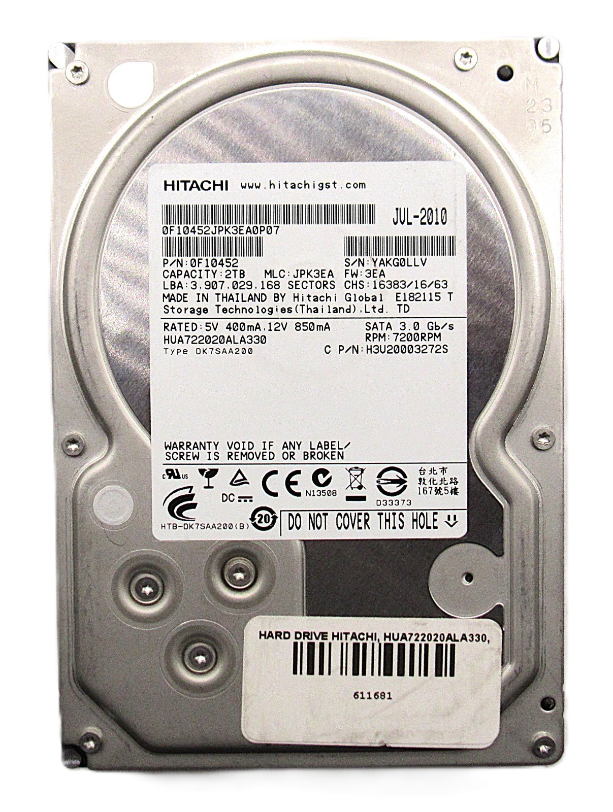 Hitachi HUA722020ALA330 2TB 7.2K SATA 3.5" 3G  HDD