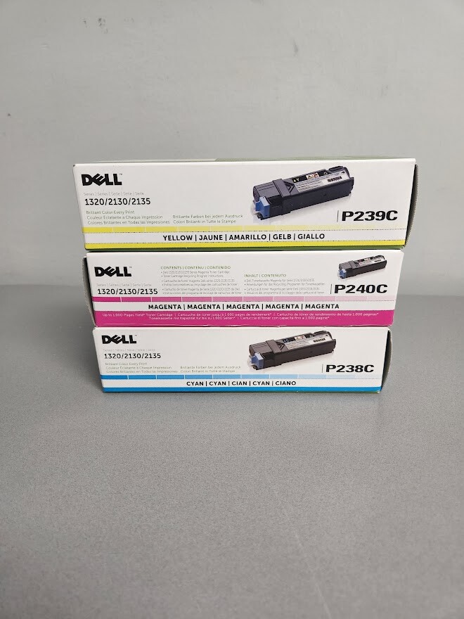 Dell P238C P240C, P239C, 1320C 2130 2135 Toner Cartridge Lot of 3