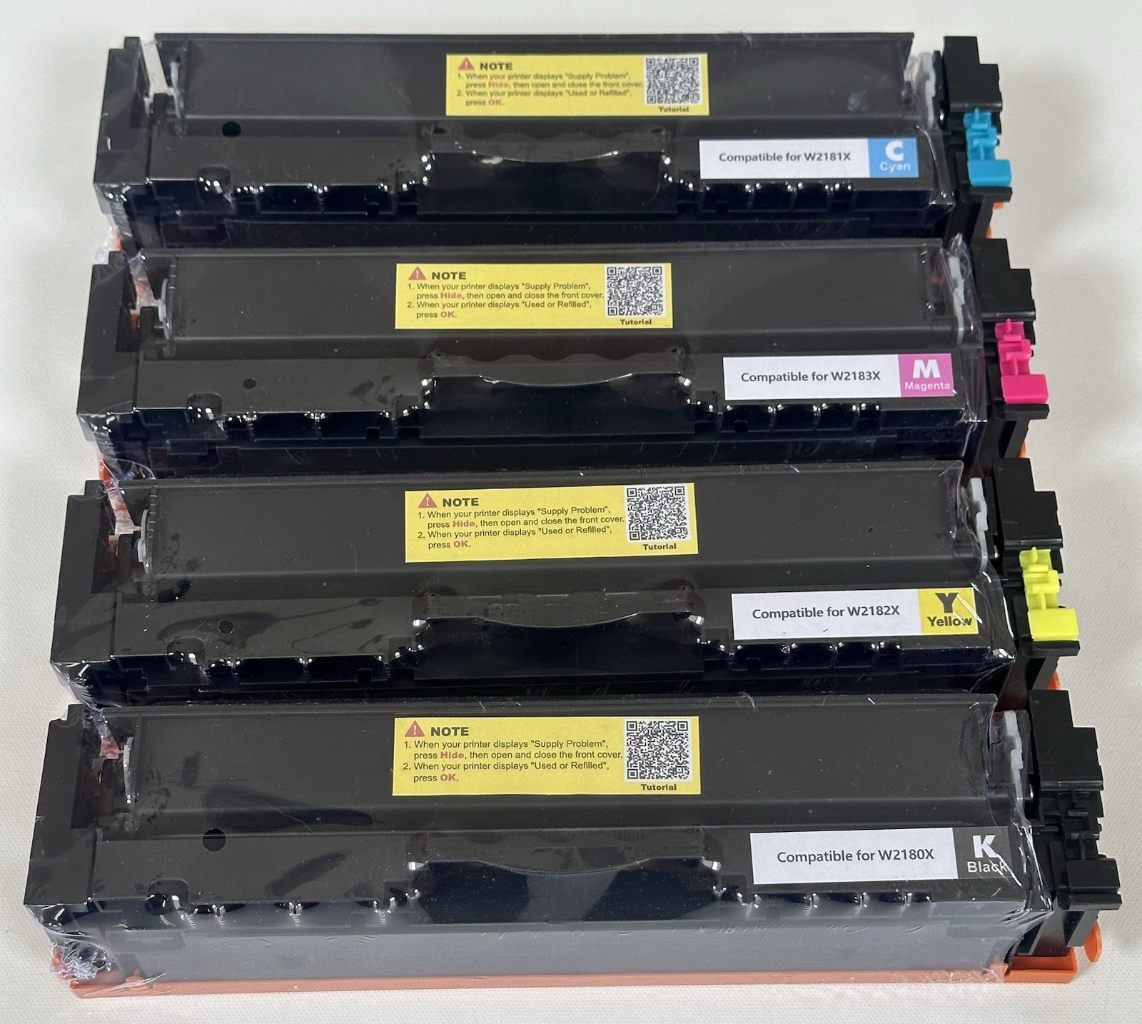 4 Pieces Toner Cartridge No Chip, Compatibl W2180X,W2181X,W2182X,W2183X, B,Y,C,M