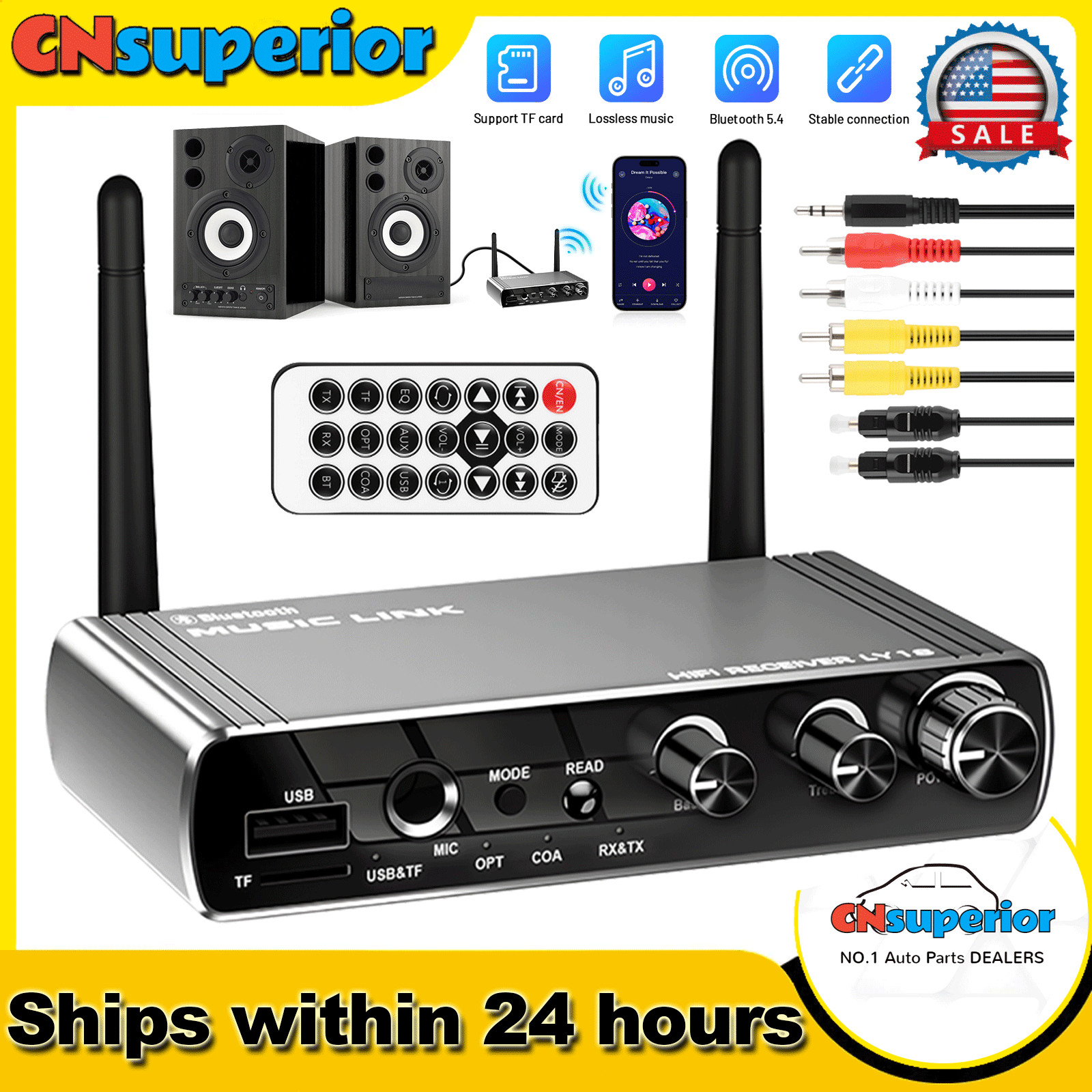 RX/TX Bluetooth V5.4 Transmitter Receiver 3.5mm AUX TV Home Stereo Audio Adapter