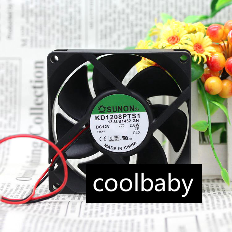 2pcs SUNON KD1208PTS1 12V 2.6W 2Wire Cooling fan 8cm 8025 80x80x25mm 8cm 37CFM