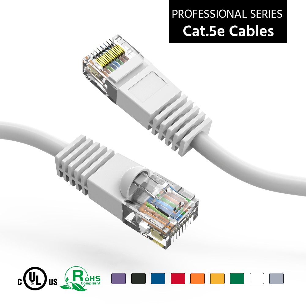 20 Pack of 30Ft CAT5E UTP Ethernet Network Booted Cable 10-100 Feet White