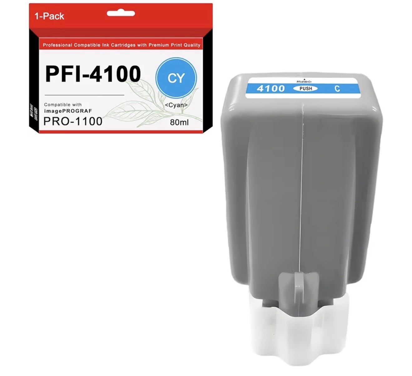 PFI-4100 Cyan Ink Cartridge 80ml Pigment PFI 4100 Ink Tank Replacement for Canon