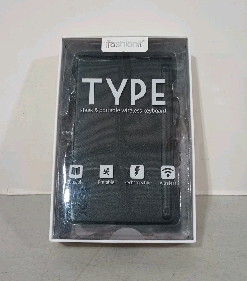 NIB SEALED🎱 FashionIt Type Wireless Keyboard Foldable Pocket Sz Bluetooth Black
