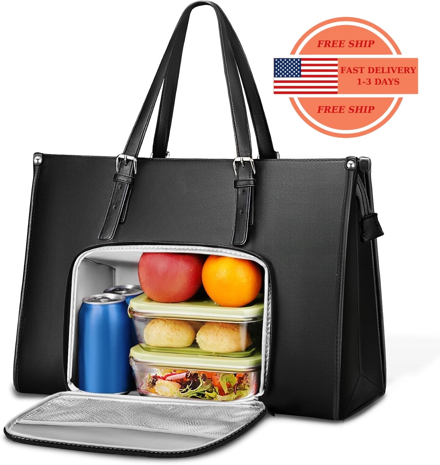 Bolso tipo tote para portátil de 15,6 pulgadas con compartimento térmico para 
