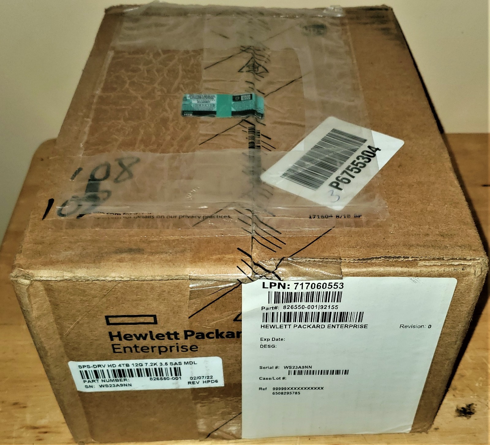 HPE 826550-001 4TB SAS 12G MIDLINE 7.2K 3.5" LFF ST HDD HARD DRIVE