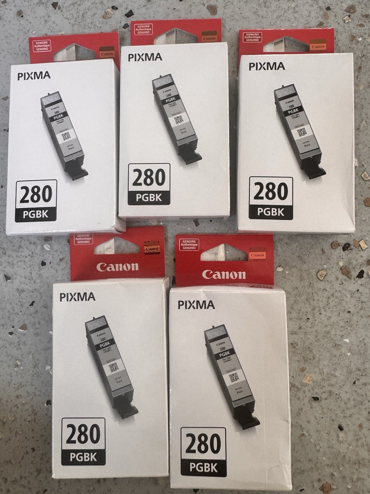 Canon PGI-280 (2075C001) Standard Black Ink ，Total *5 Cartridges