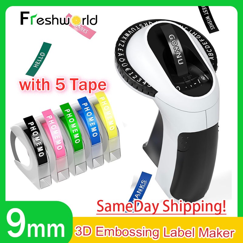 Phomemo Omega Embossing Label Maker and 5PK Label Tape 9mm Dymo Junior Embosser